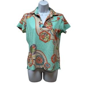 Polo Golf Ralph Lauren Tailored Fit Polo Shirt Bohemian Floral Retro Size M
